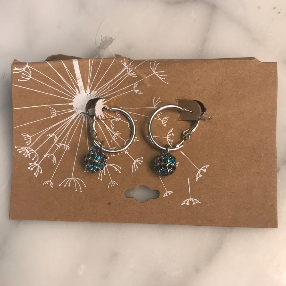 New turquoise and silver hoop earrings.